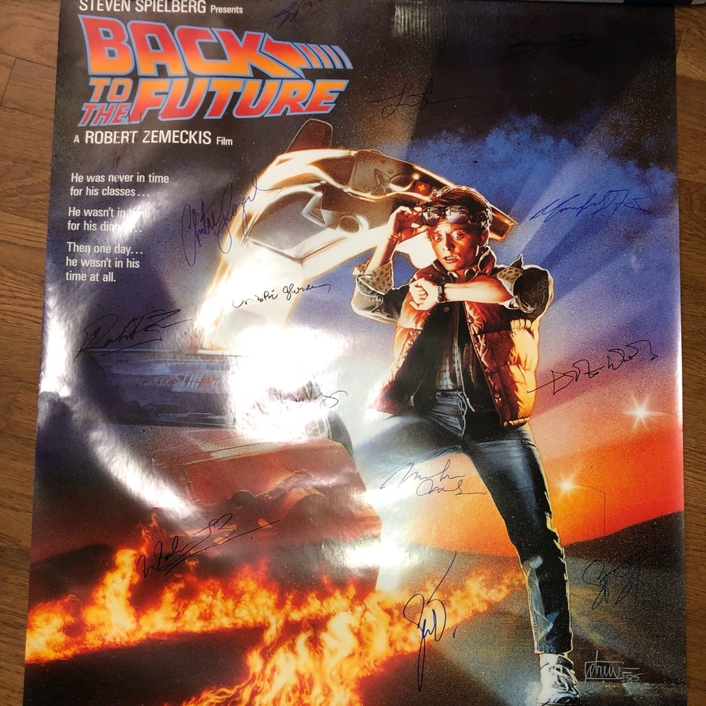BACK TO THE FUTURE poster w/ 16 cast signatures!